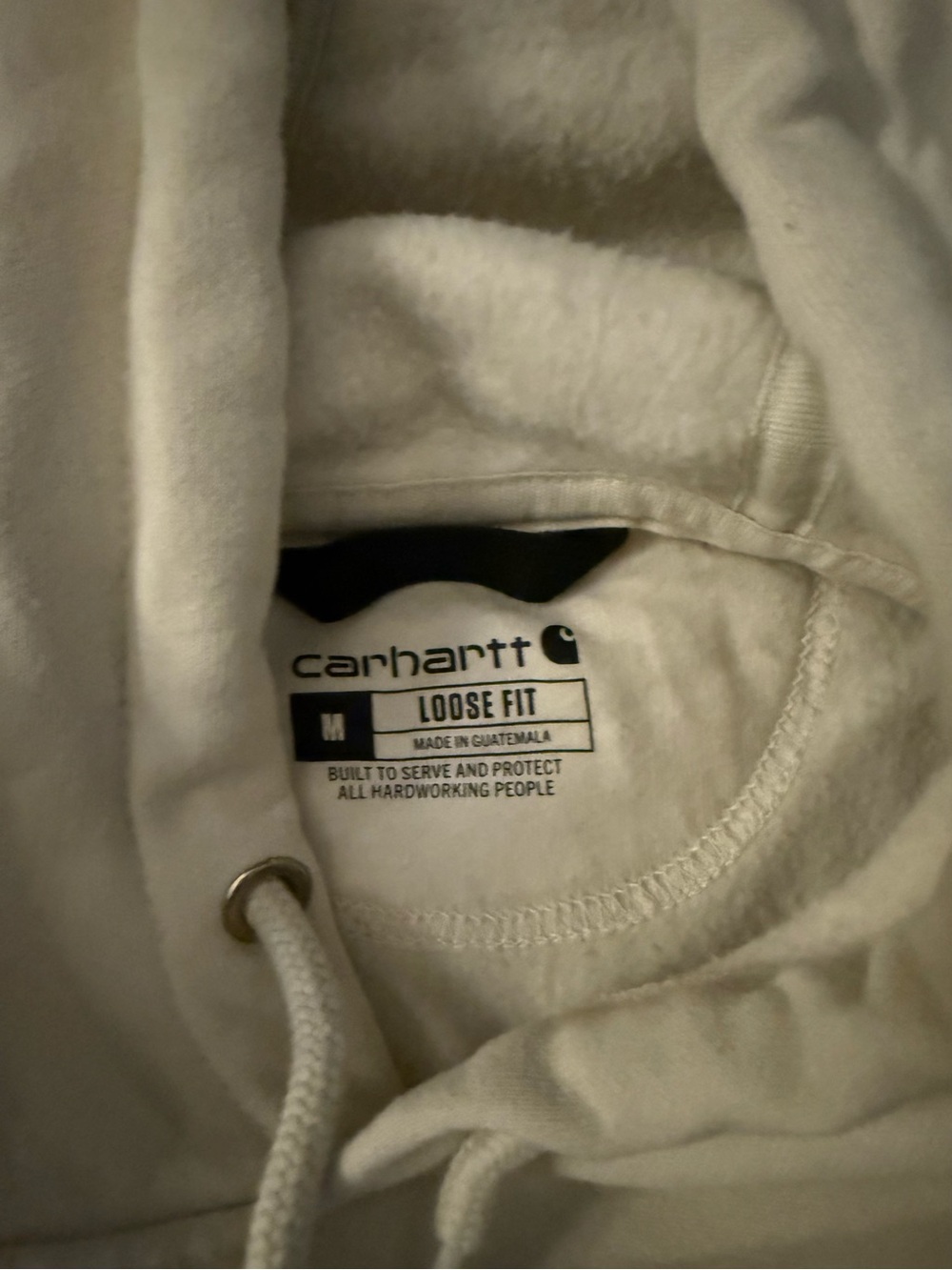 Carhartt Men’s Cream Crewneck Hoodie with Brown Sleeve Logo - Picture 2 of 3
